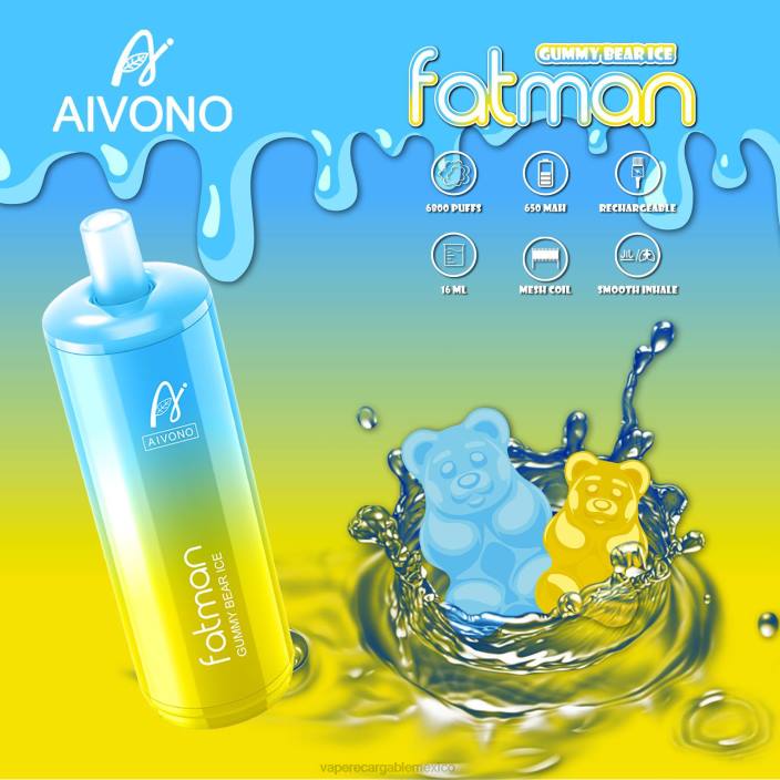 Vape Recargable JZX632 Aivono FATMAN 6800 hielo de osito de goma