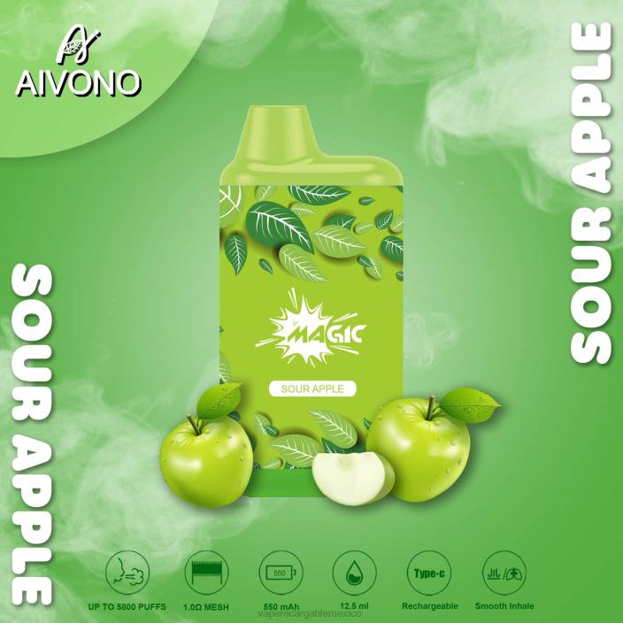 Vape Recargable JZX687 Aivono AIM MAGIC cigarrillo de caja de 5800 bocas manzana agria