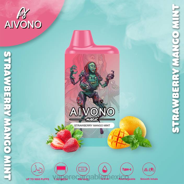 Vape Recargable JZX697 Aivono AIM MAGIC cigarrillo de caja de 5800 bocas fresa mango menta