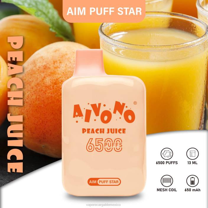 Vaper Sin Nicotina JZX6289 Aivono AIM PUFF STAR 6500 jugo de durazno