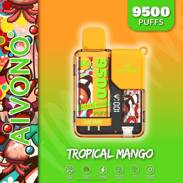 Vaper Sin Nicotina JZX639 Aivono AIM TANK 9500 mango tropical