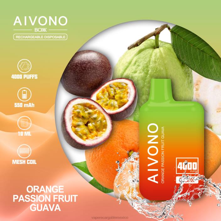 Vape Recargable JZX6212 Aivono AIM BOXX 4000 guayaba naranja y maracuyá