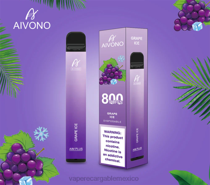 Vaper Sin Nicotina JZX6179 Aivono AIM PLUS 800 hielo de uva