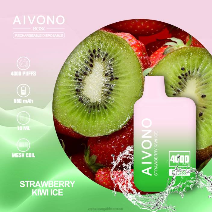 Vaper Sin Nicotina JZX6229 Aivono AIM BOXX 4000 hielo de fresa y kiwi